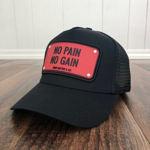 John Hatter & Co No Pain No Gain Hat Rubber Edition Snap Back One Size Black - Picture 10 of 10